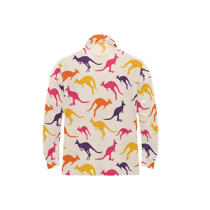 Kangaroos Pattern Print Design 01 Long Sleeve Polo Shirt For Men's