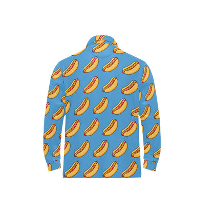 Hot Dog Pattern Print Design 02 Long Sleeve Polo Shirt For Men's