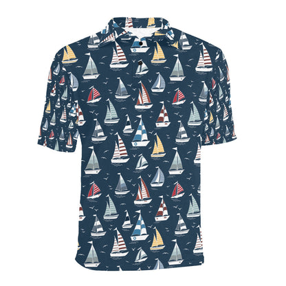 Sailboat Print Design LKS306 Men Polo Shirt