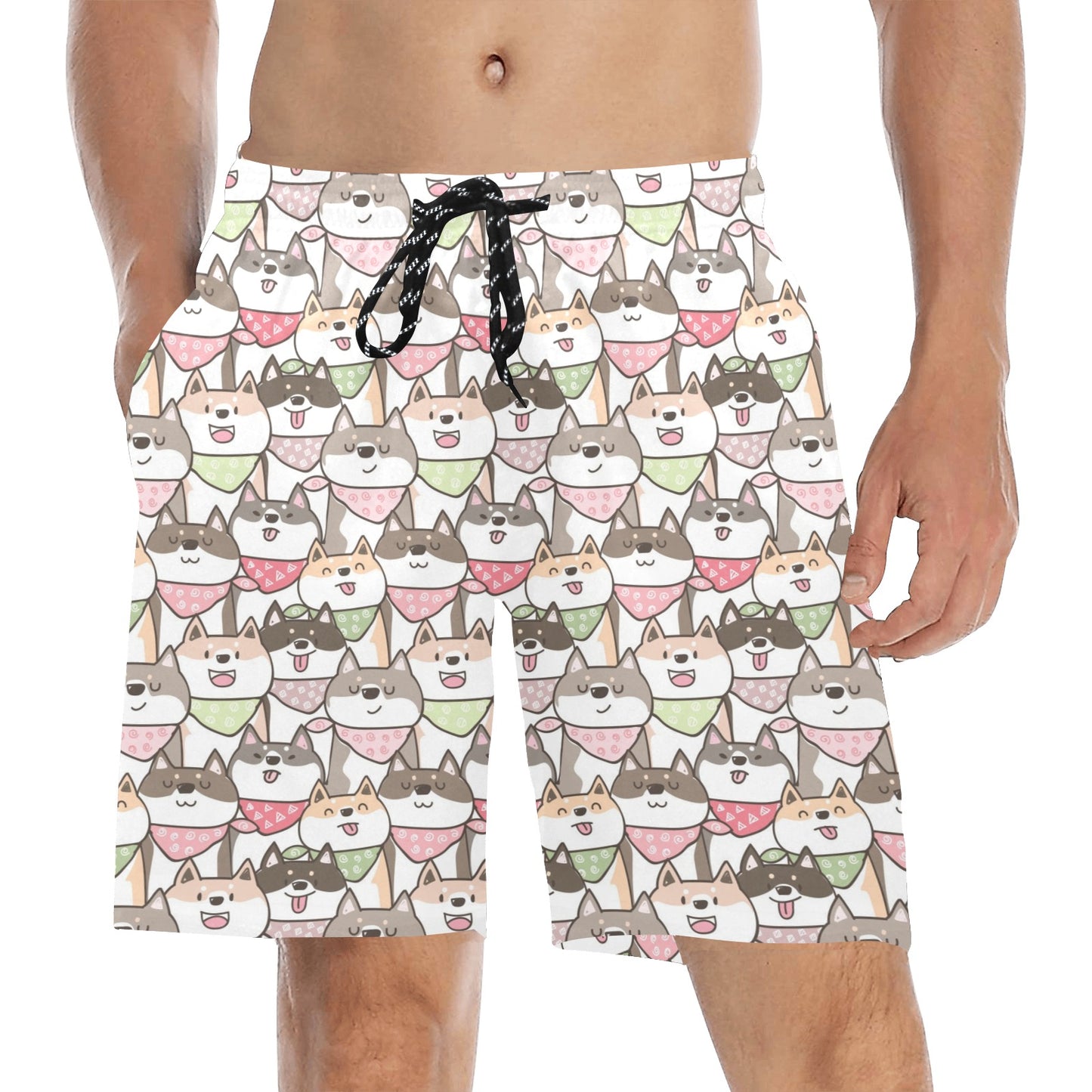 Shiba Inu Print Design LKS305 Men's Swim Trunks Beach Shorts
