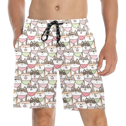 Shiba Inu Print Design LKS305 Men's Swim Trunks Beach Shorts