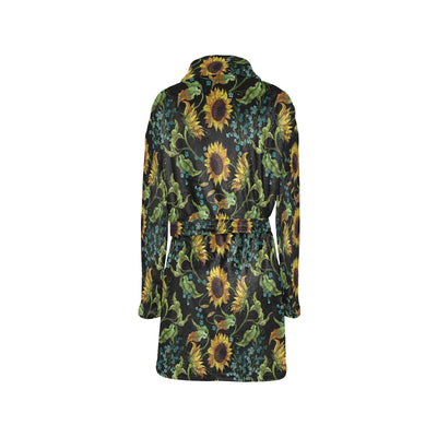 Sunflower Print Design LKS308 Women's Fleece Robe