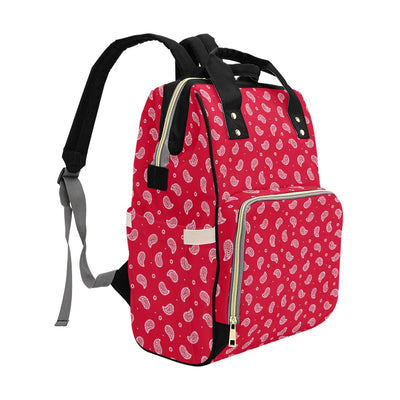 Bandana Red Paisley Print Design LKS305 Diaper Bag Backpack