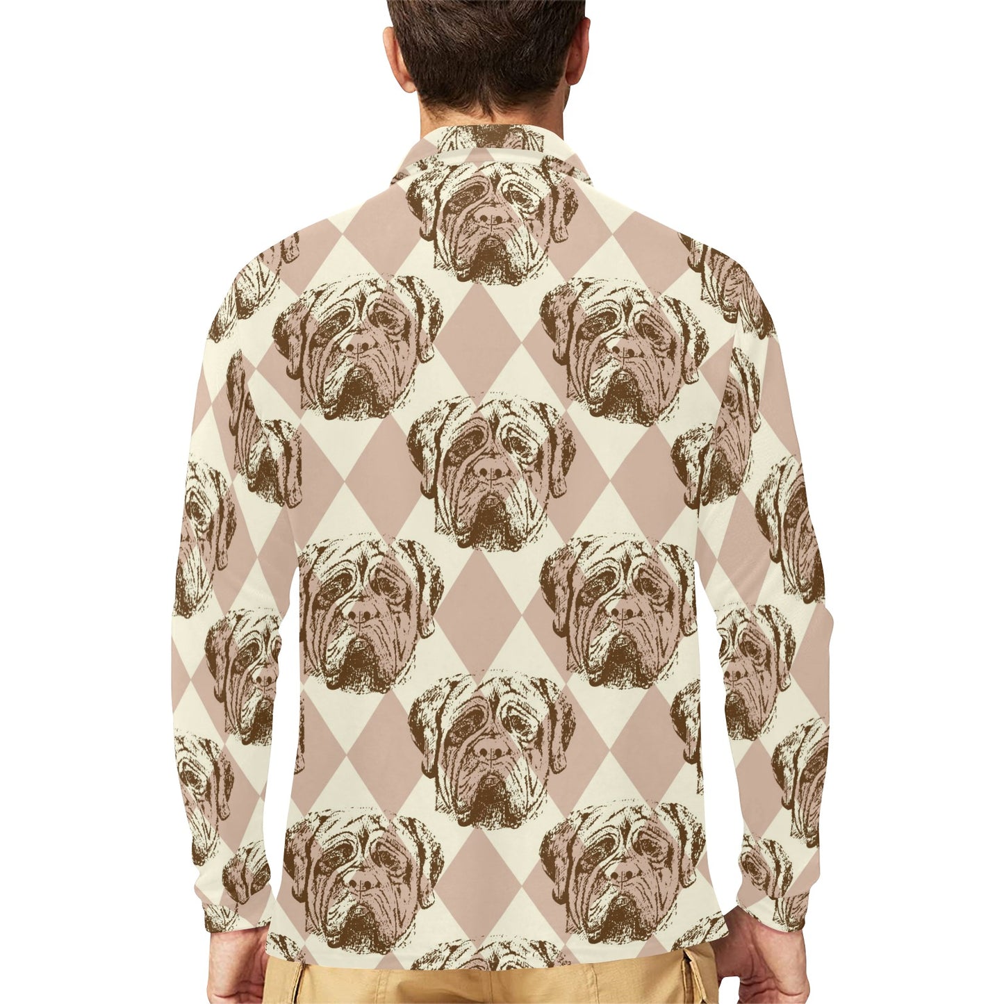 Mastiffs Pattern Print Design 01 Long Sleeve Polo Shirt For Men's