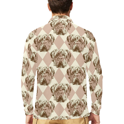 Mastiffs Pattern Print Design 01 Long Sleeve Polo Shirt For Men's