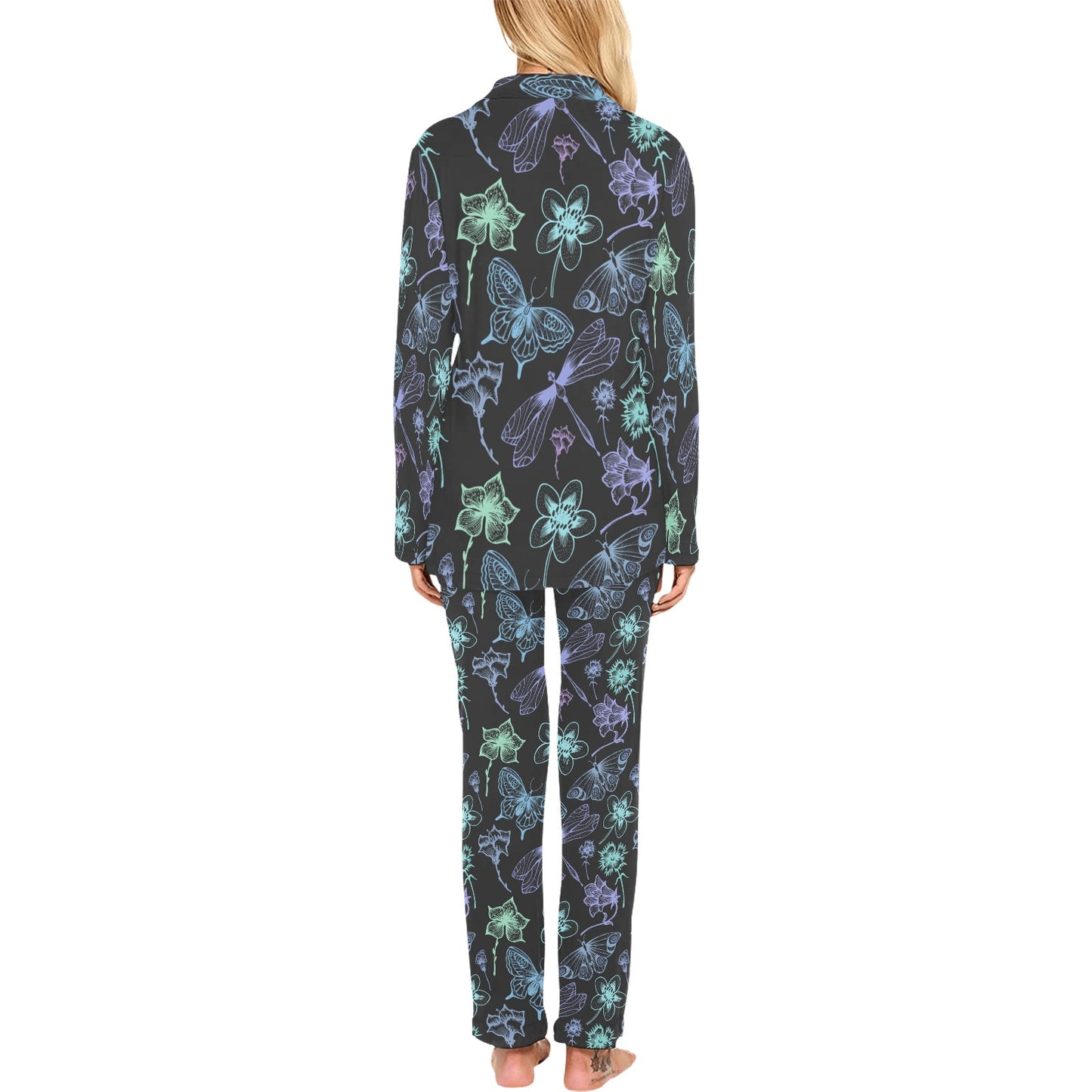 Butterfly Dragonfly Women's Long Pajama Set
