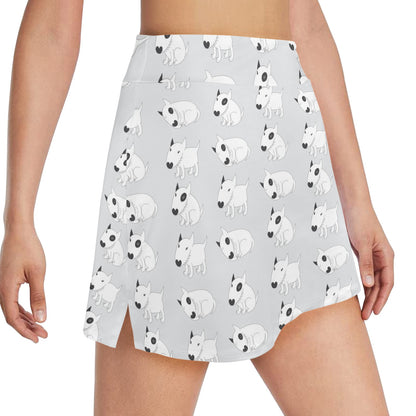 Bull Terrier hand draw Print Pattern 17" Golf & Pickleball Skort with Pockets