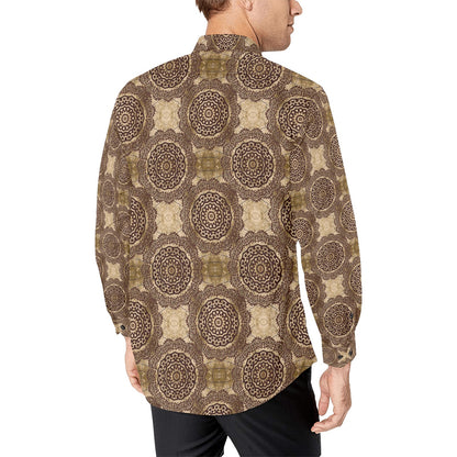 Ancient Greek Symbol Print Design LKS309 Men's Long Sleeve Dress Shirt