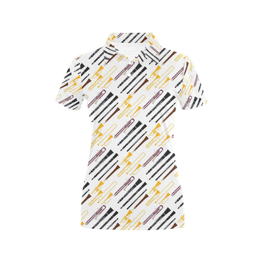Clarinet Pattern Print Design 01 Women's Polo Shirt