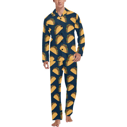 Taco Pattern Print Design TC04 Men's Long Pajama Set