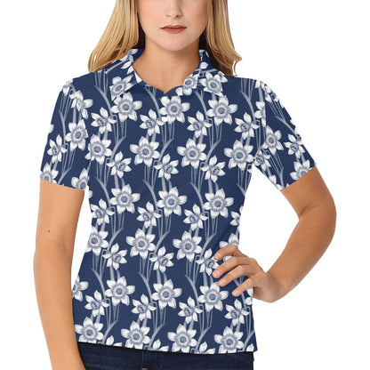 Daffodils Pattern Print Design DF09 Women's Polo Shirt