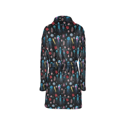 Jellyfish Underwater Print Women's Fleece Robe