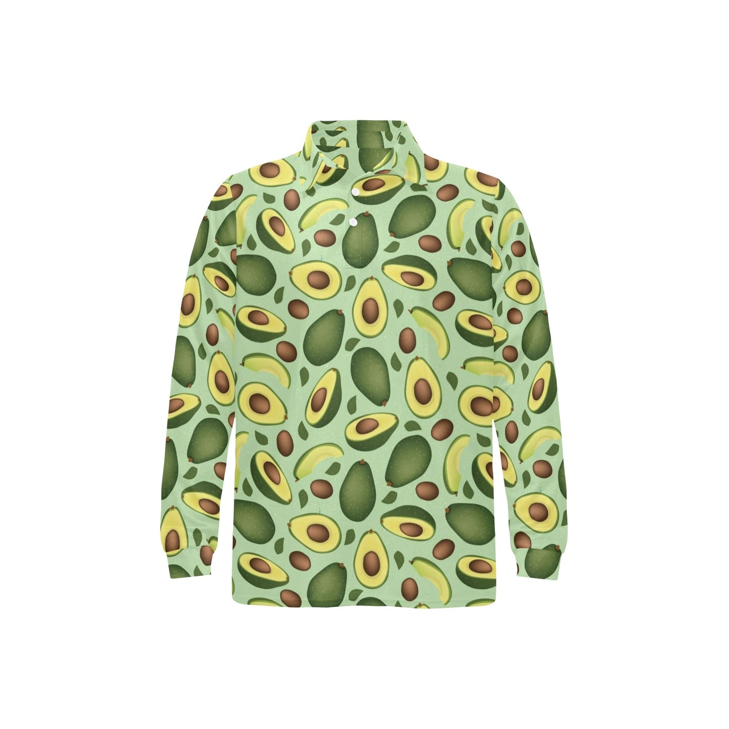 Avocado Pattern Print Design AC01 Long Sleeve Polo Shirt For Men's