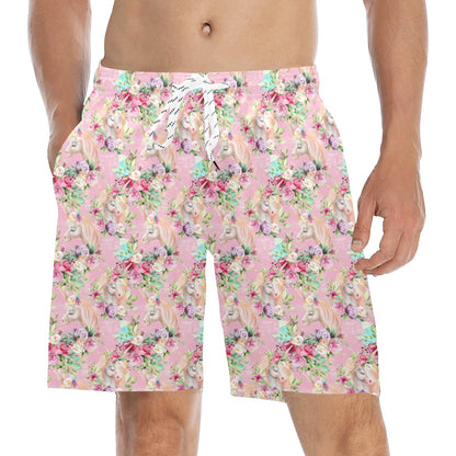 Unicorn Princess with Rose Men's Swim Trunks Beach Shorts