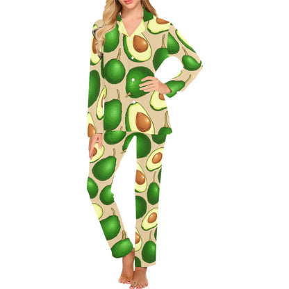 Avocado Pattern Print Design AC010 Women's Long Pajama Set