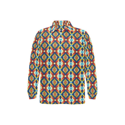 Aztec Pattern Print Design 01 Long Sleeve Polo Shirt For Men's