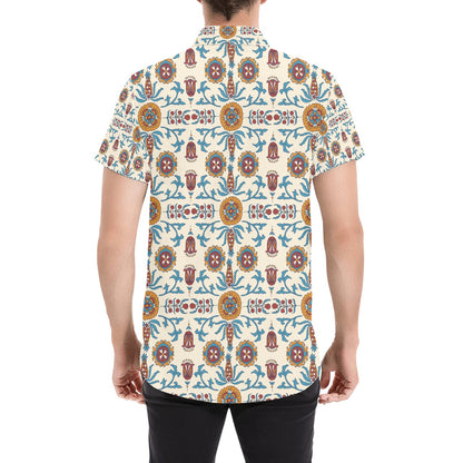 Suzani Print Design LKS301 Men Short Sleeve Button Up Shirt