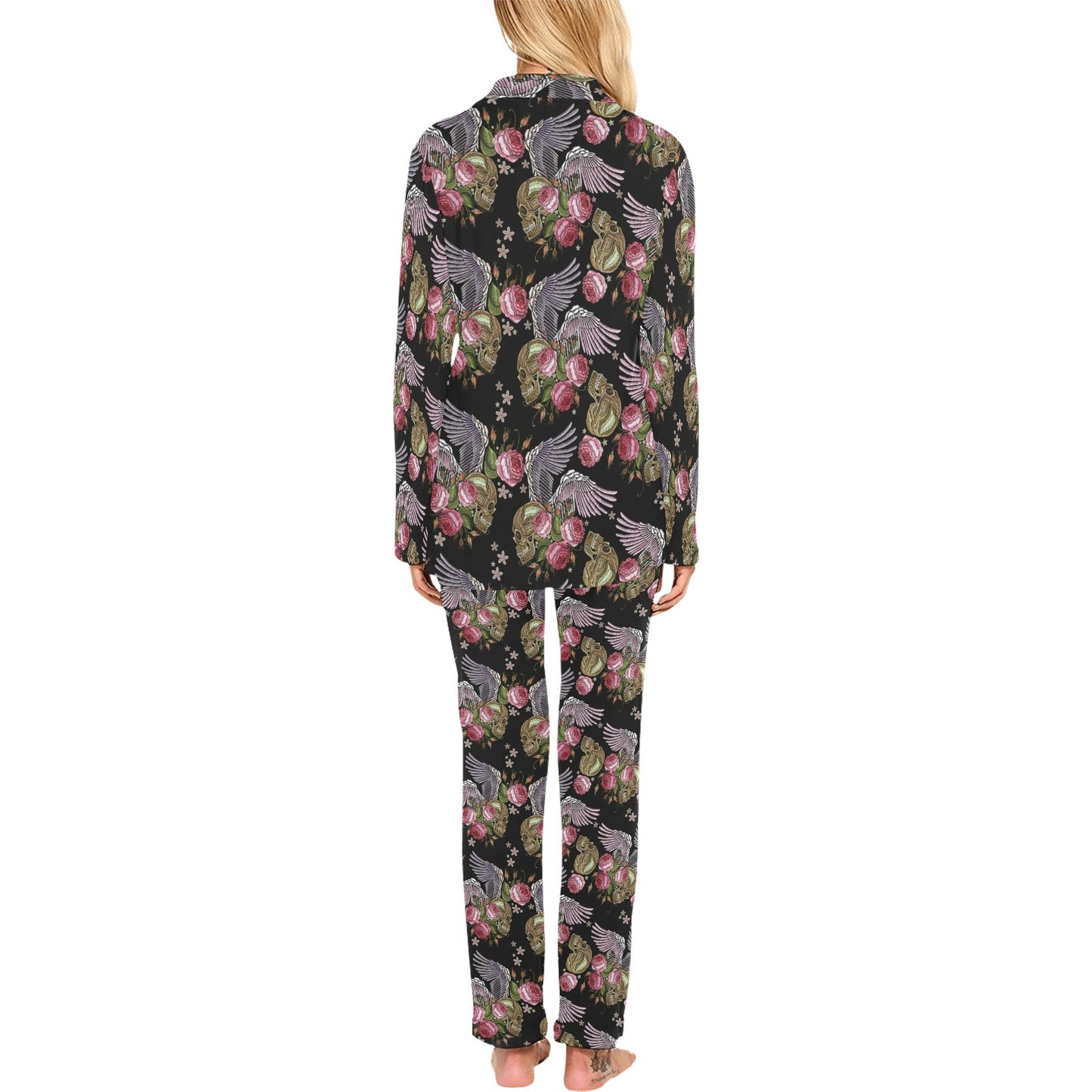Angel Wings Pattern Print Design 06 Women's Long Pajama Set