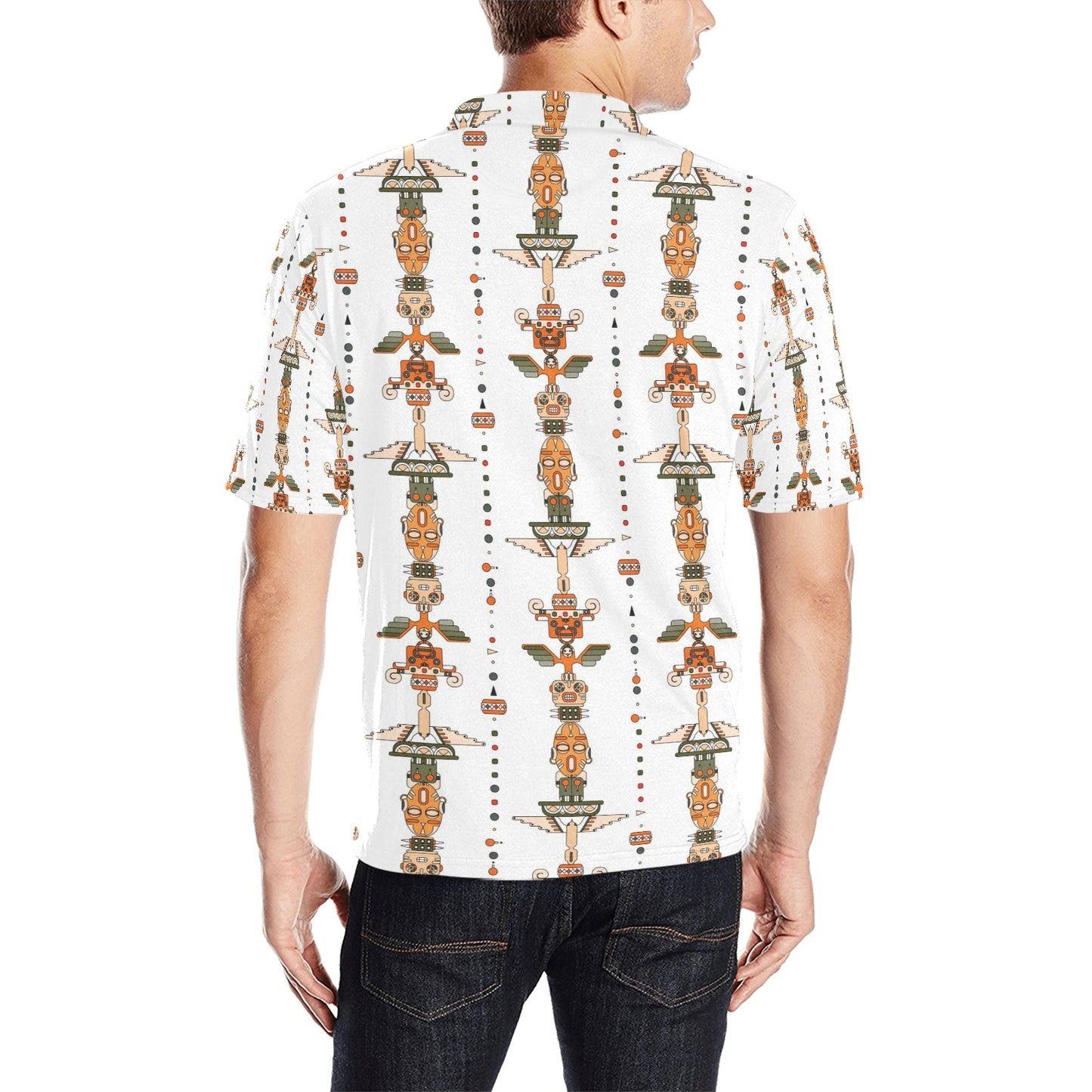 Totem Print Design LKS302 Men Polo Shirt