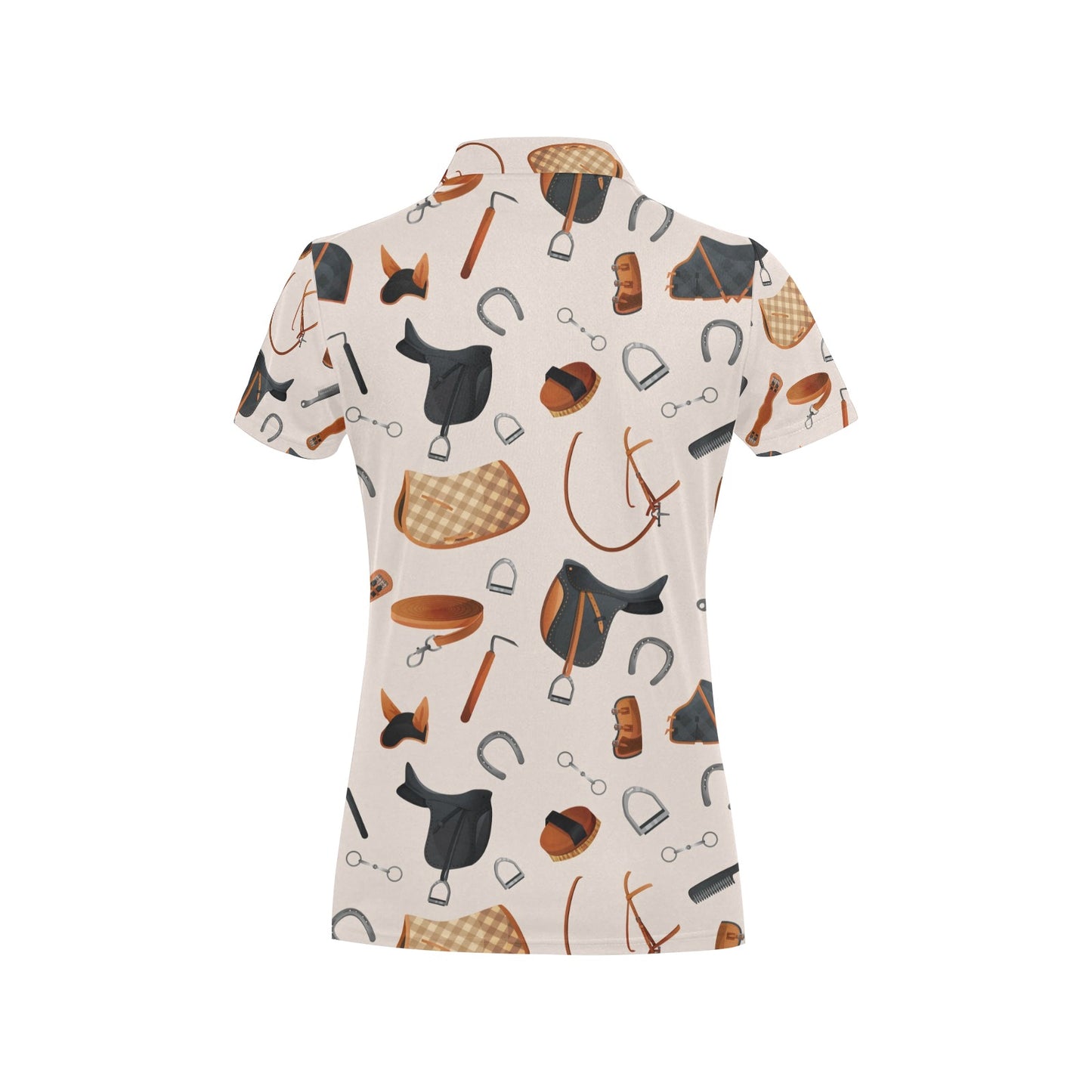 Equestrian Equipment Print Pattern Women's Polo Shirt