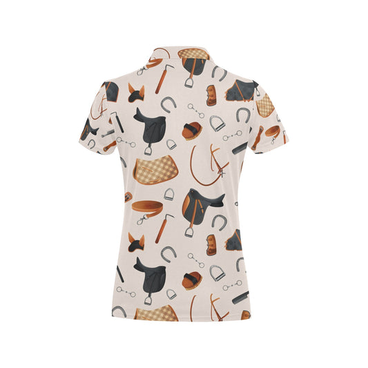 Equestrian Equipment Print Pattern Women's Polo Shirt
