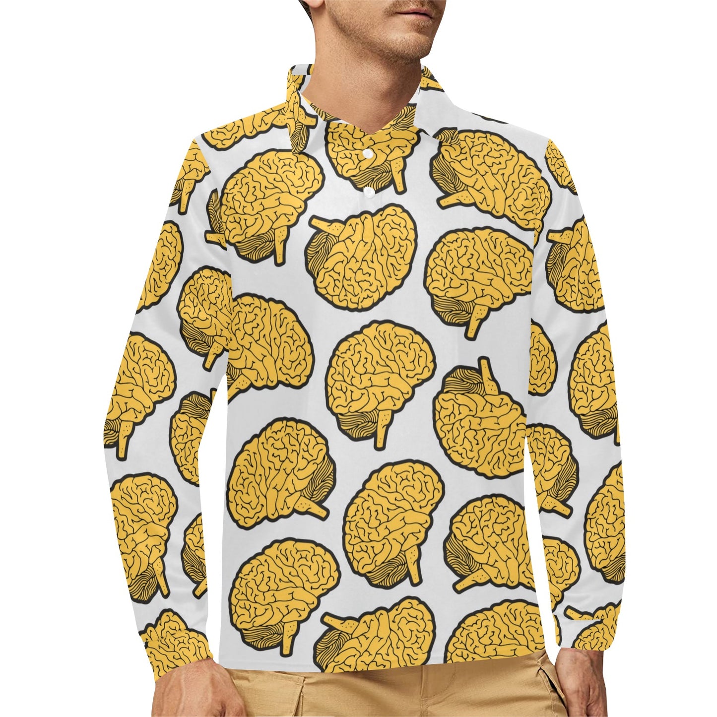 Psychology Pattern Print Design A01 Long Sleeve Polo Shirt For Men's