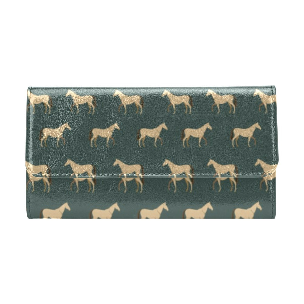 Horse Classic Themed Pattern Print Women's Trifold Wallet