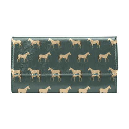 Horse Classic Themed Pattern Print Women's Trifold Wallet