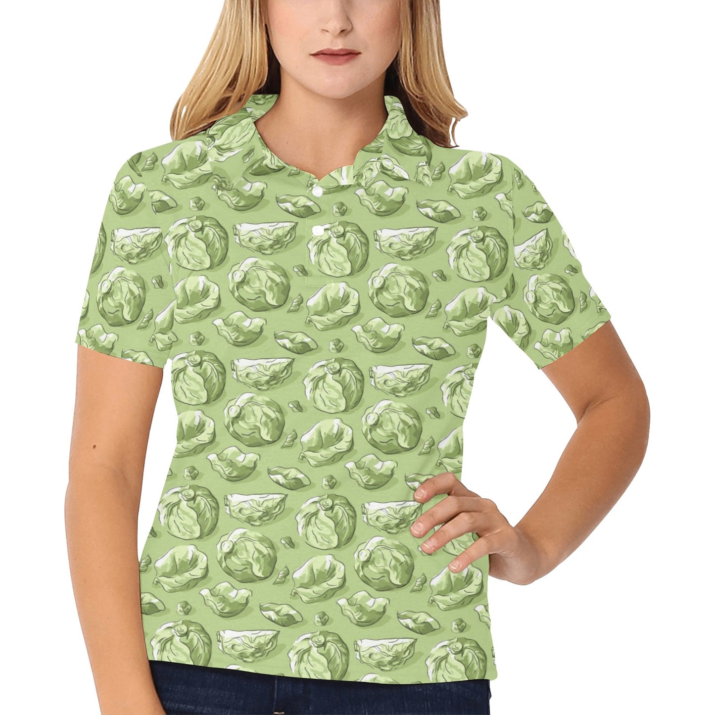 Brussels Sprouts Pattern Print Design 01 Women's Polo Shirt