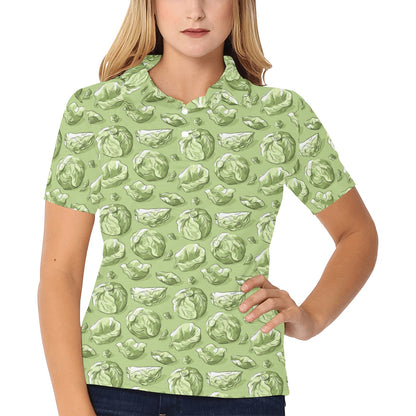 Brussels Sprouts Pattern Print Design 01 Women's Polo Shirt