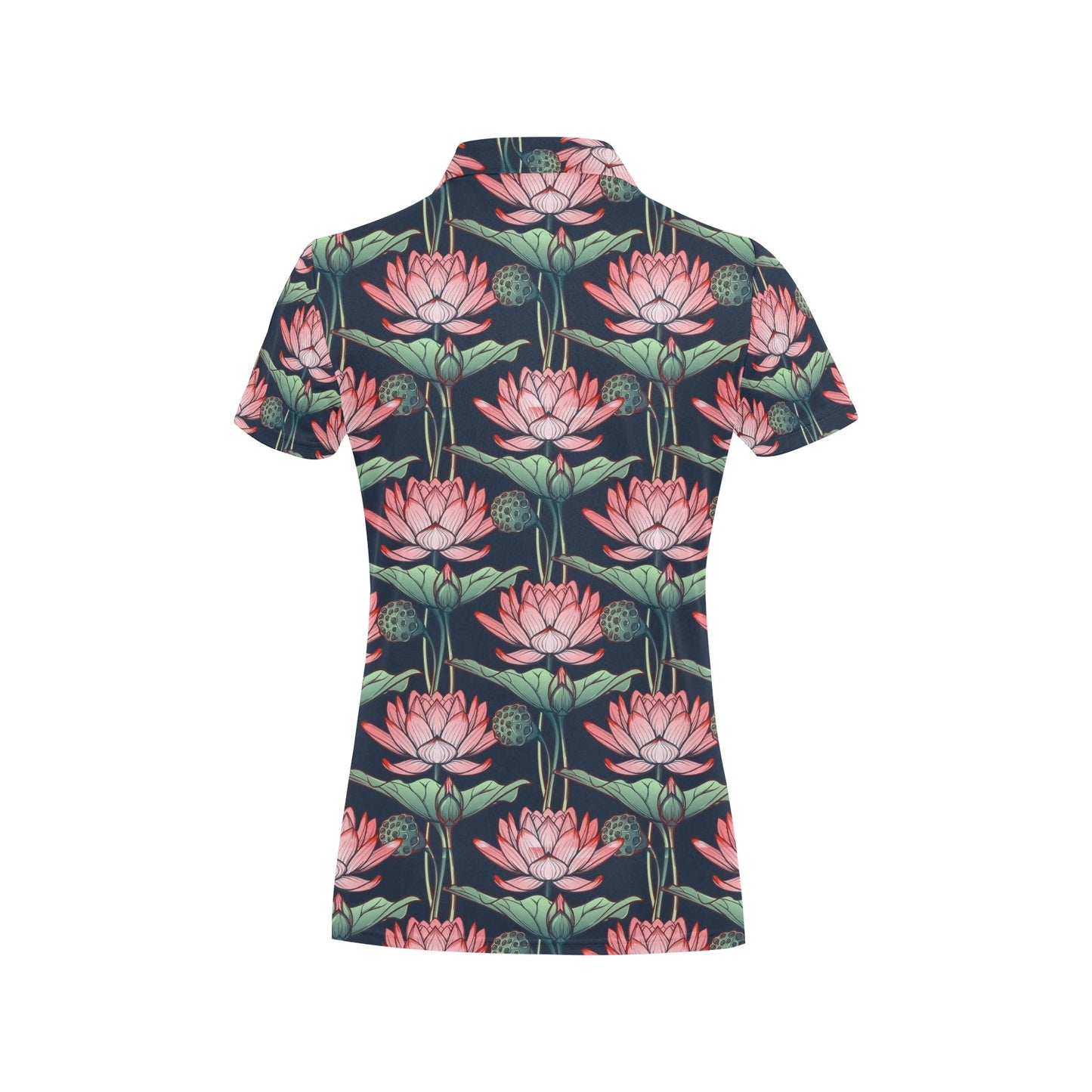 Water Lily Pattern Print Design WL03 Women's Polo Shirt