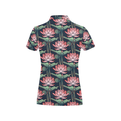 Water Lily Pattern Print Design WL03 Women's Polo Shirt