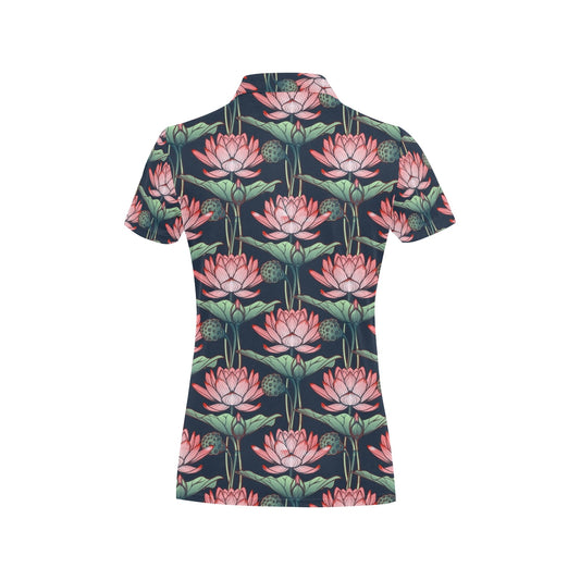 Water Lily Pattern Print Design WL03 Women's Polo Shirt