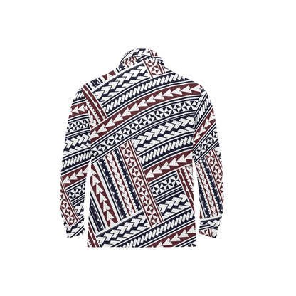 Polynesian Tribal line Long Sleeve Polo Shirt For Men's