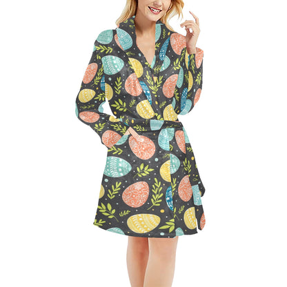 Easter Eggs Pattern Print Design RB01 Women's Fleece Robe
