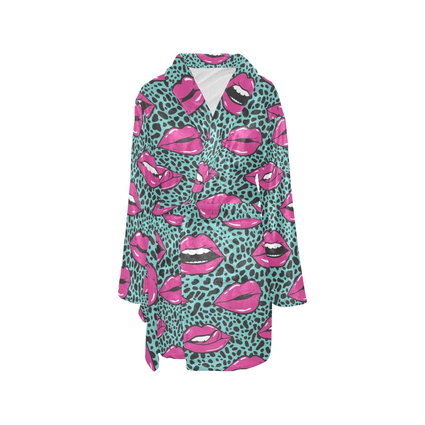 Lip Pattern Print Design 04 Women's Fleece Robe