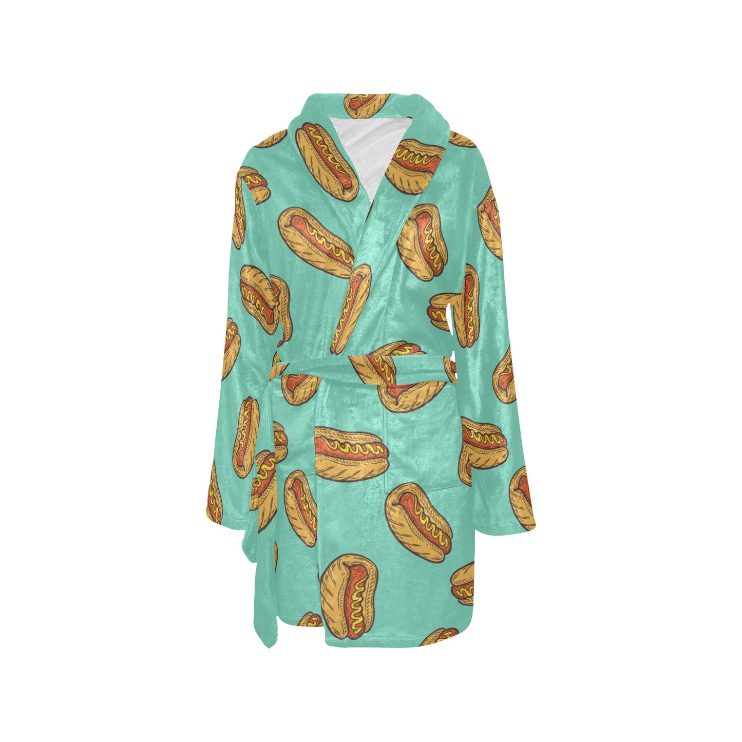 Hot Dog Pattern Print Design 04 Women's Fleece Robe