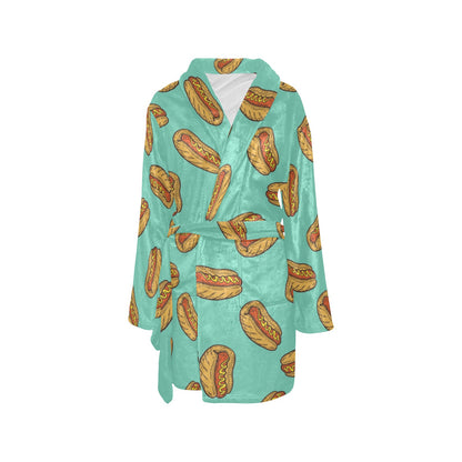 Hot Dog Pattern Print Design 04 Women's Fleece Robe