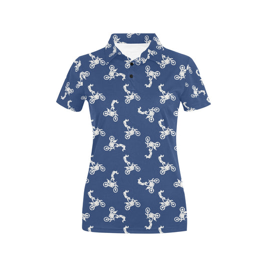 Motocross Pattern Print Design 01 Women's Polo Shirt