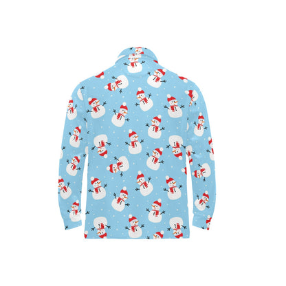 Snowman Print Design LKS305 Long Sleeve Polo Shirt For Men's