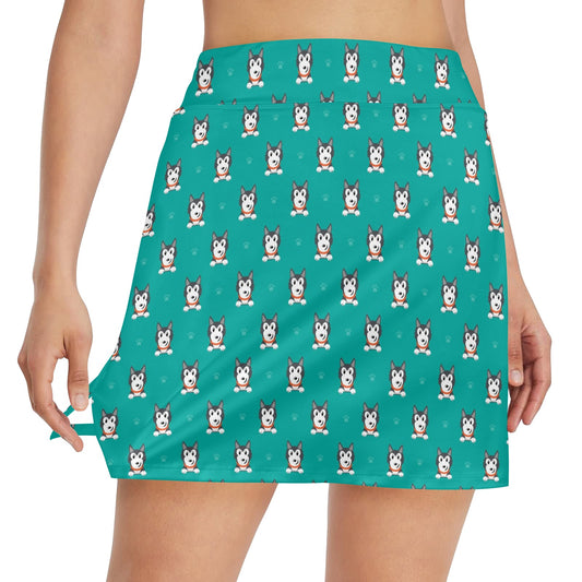 Siberian Huskies Print Design LKS304 17" Golf & Pickleball Skort with Pockets