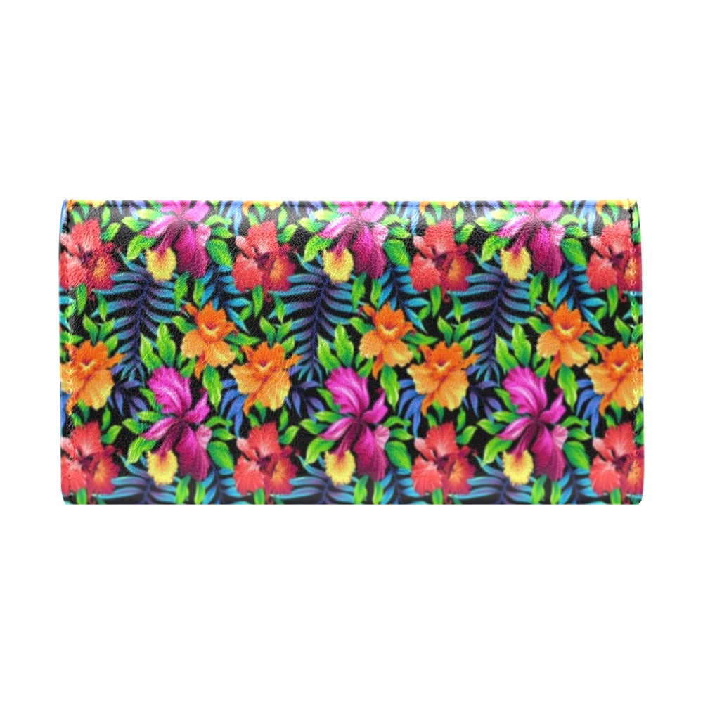 Tropical Folower Colorful Print Women's Trifold Wallet