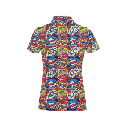 Comic Book Pattern Print Design 03 Women's Polo Shirt