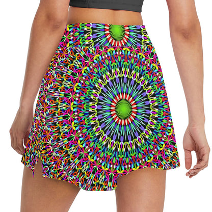 Bohemian Colorful Style Print 17" Golf & Pickleball Skort with Pockets