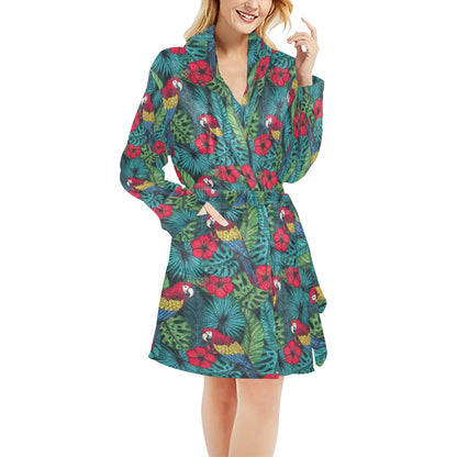 Parrot Pattern Print Design A05 Women's Fleece Robe