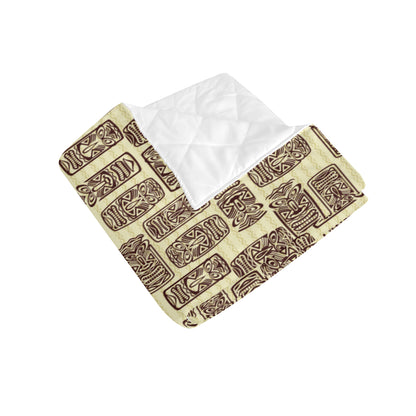 Tiki Brown Mask Print Premium Quilt