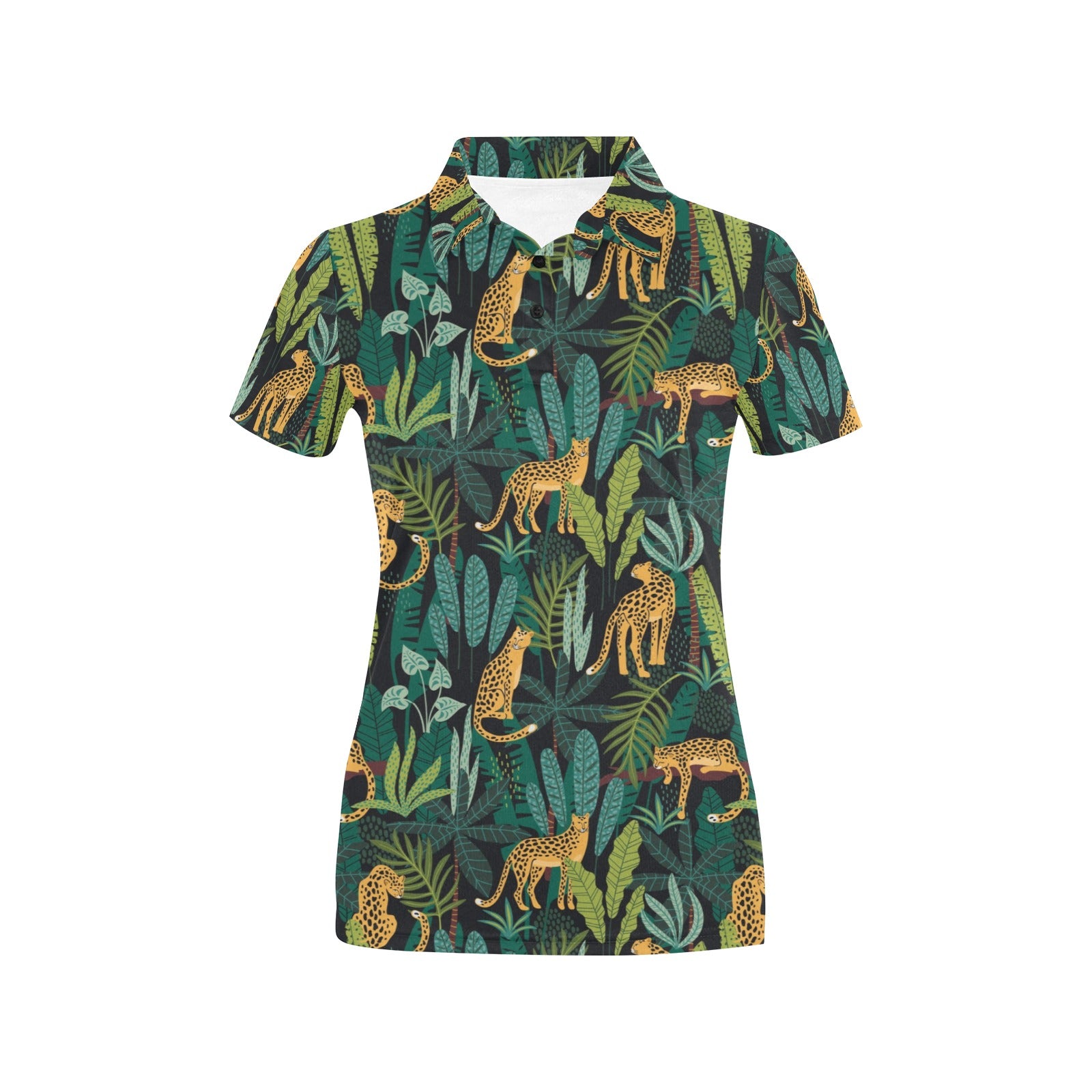 Jaguar Jungle Pattern Print Design 03 Women's Polo Shirt