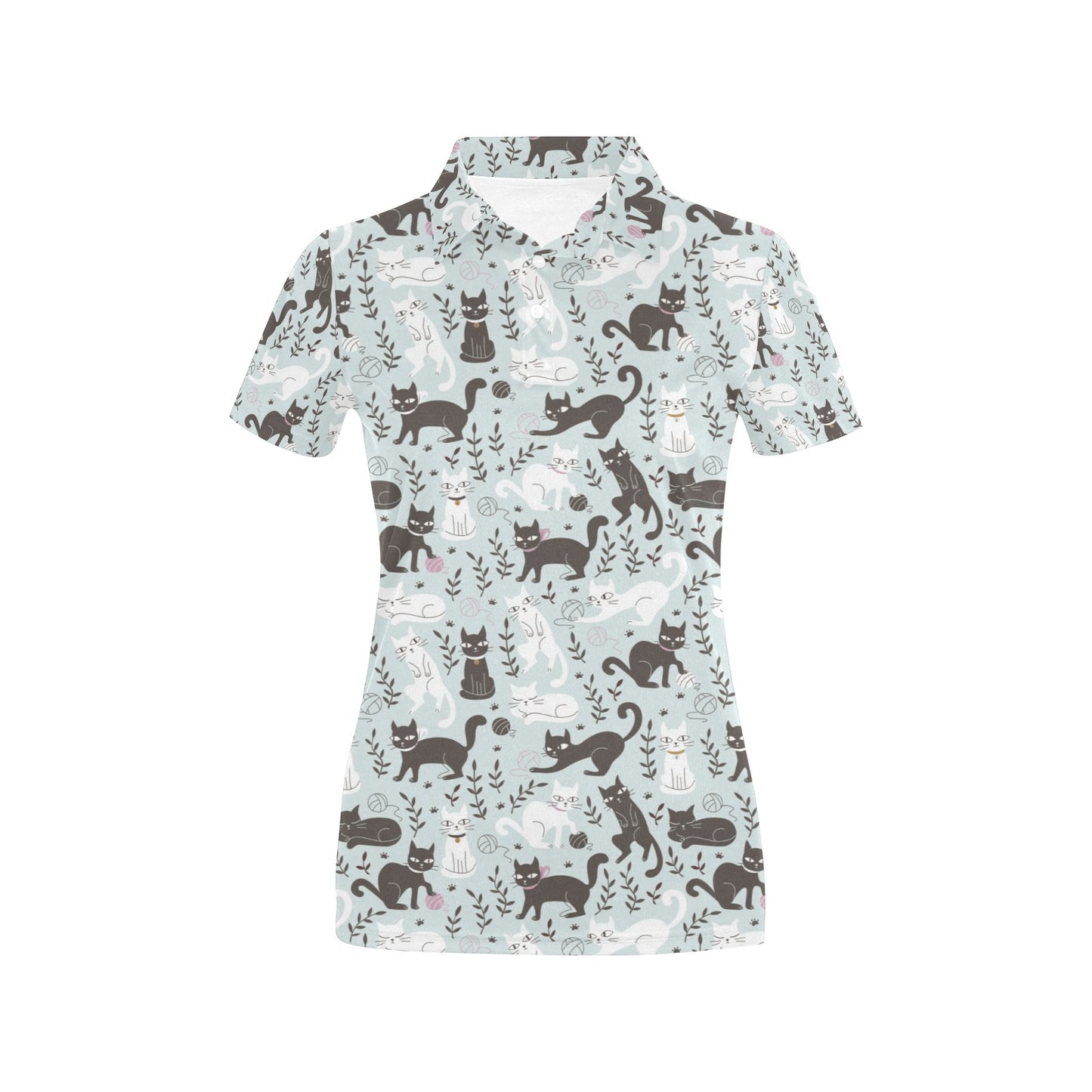 Cat Pattern Print Design 08 Women's Polo Shirt