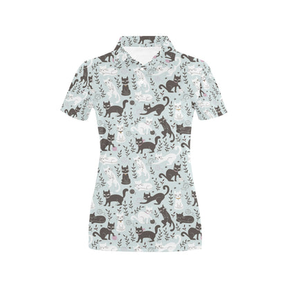 Cat Pattern Print Design 08 Women's Polo Shirt