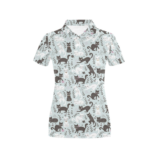 Cat Pattern Print Design 08 Women's Polo Shirt